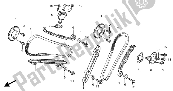 Alle onderdelen voor de Nokkenketting & Spanner van de Honda VT 125C2 2001