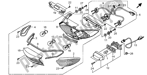 All parts for the Taillight of the Honda XL 1000V 2008