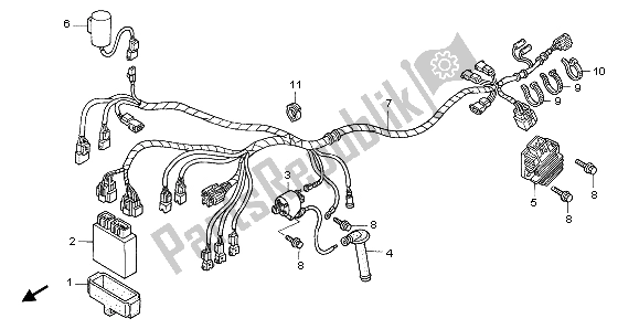 Todas las partes para Arnés De Cables de Honda TRX 450R Sportrax 37 KW TE 30U Australia 2004