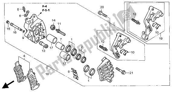 Alle onderdelen voor de R. Remklauw Voor van de Honda VFR 800A 2004