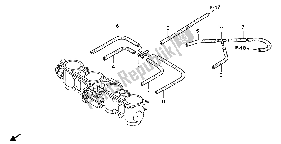 Alle onderdelen voor de Gasklephuis (slangen) van de Honda CBR 600F 2007