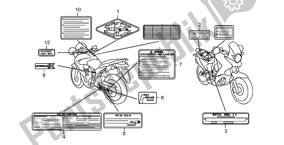 Tutte le parti per il Etichetta Di Avvertenza del Honda XL 700 VA Transalp 2008