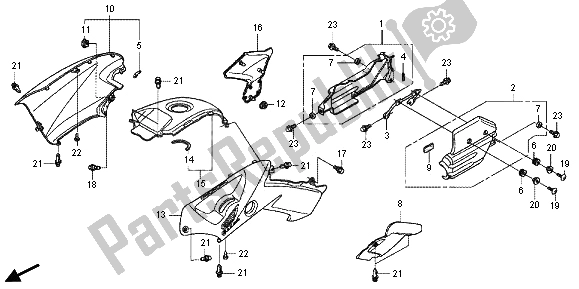 Alle onderdelen voor de Lichaams Dekking van de Honda TRX 500 FA Fourtrax Foreman Rubicon 2013