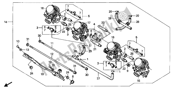 Todas las partes para Carburador (montaje) de Honda CBR 1000F 1993