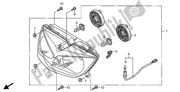 All parts for the Headlight (eu) of the Honda XL 1000 VA 2011