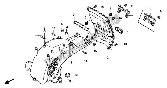 Toutes les pièces pour le Garde-boue Arrière du Honda GL 1800A 2001