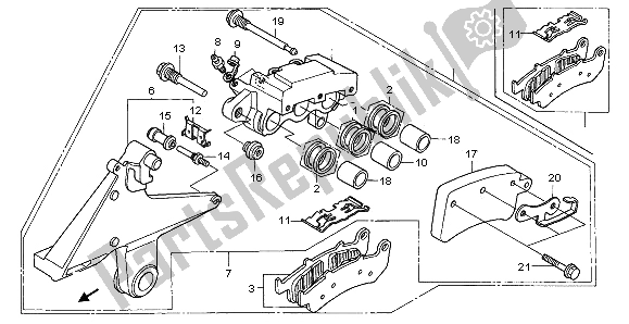 All parts for the Rear Brake Caliper of the Honda CBR 1000F 1996