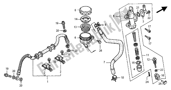 All parts for the Rear Brake Master Cylinder of the Honda CB 600F2 Hornet 2001
