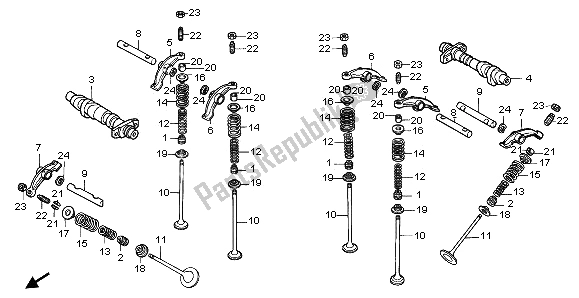 Todas las partes para árbol De Levas Y Válvula de Honda XL 600V Transalp 1995