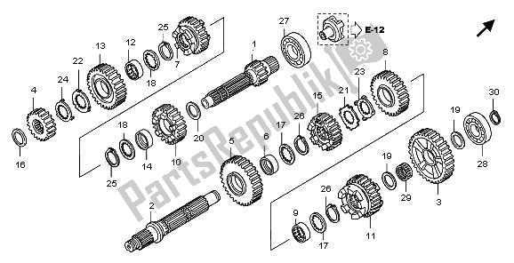 All parts for the Transmission of the Honda ST 1300A 2009