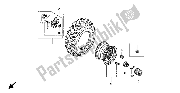 All parts for the Rear Wheel of the Honda TRX 500 FA Fourtrax Foreman 2001