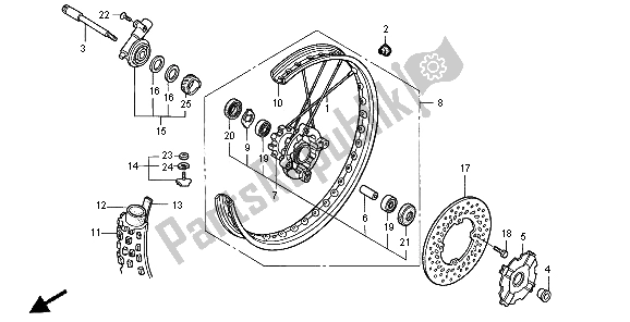 Toutes les pièces pour le Roue Avant du Honda XR 650R 2004