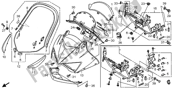 All parts for the Upper Cowl of the Honda XL 1000V 2008