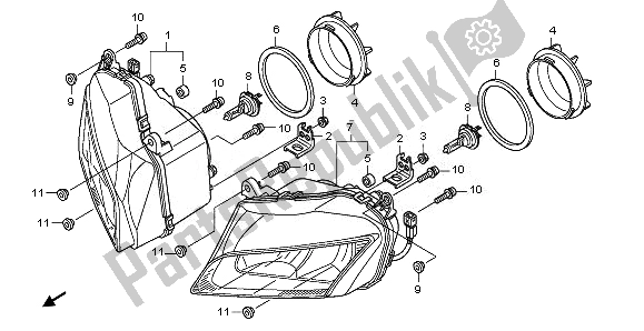 All parts for the Headlight of the Honda CBF 1000 FT 2011