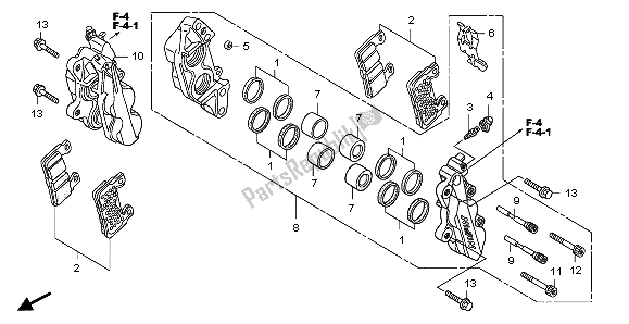 All parts for the Front Brake Caliper of the Honda CB 1300A 2007