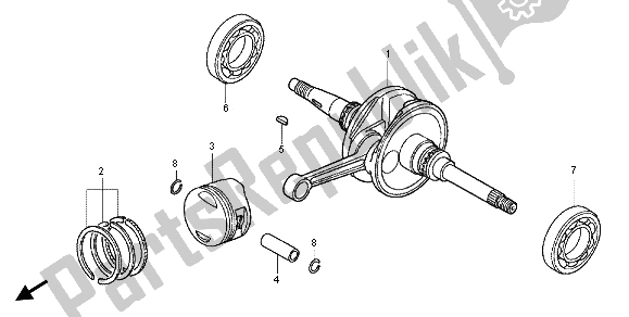 All parts for the Crankshaft& Piston of the Honda SH 125 2012