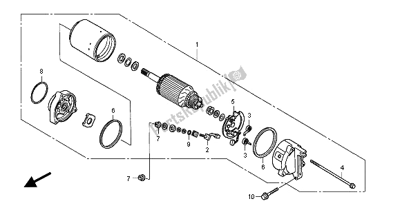 All parts for the Starting Motor of the Honda VFR 800 FI 2000