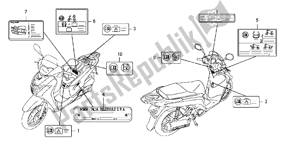 Tutte le parti per il Etichetta Di Avvertenza del Honda SH 125 2012