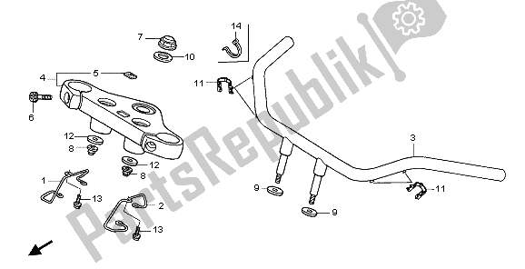 Tutte le parti per il Gestire Il Tubo E Il Ponte Superiore del Honda VT 750C 2007