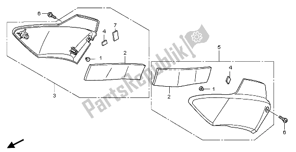 All parts for the Side Cover of the Honda CBF 1000S 2007