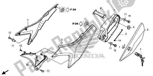 Toutes les pièces pour le Couvercle Latéral du Honda CRF 250L 2013