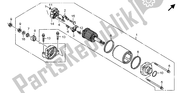 All parts for the Starting Motor of the Honda CBR 600 RR 2007