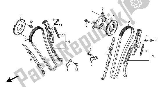 All parts for the Cam Chain & Tensioner of the Honda XL 700 VA Transalp 2010