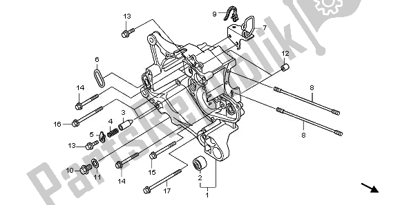 All parts for the Right Crankcase of the Honda NHX 110 WH 2010