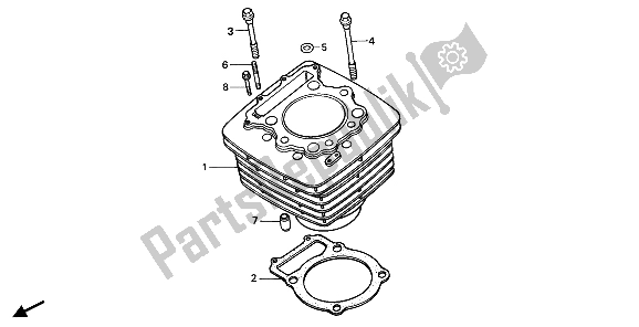 All parts for the Cylinder of the Honda XR 600R 1990