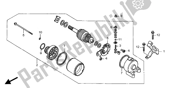 All parts for the Starting Motor of the Honda CRF 250X 2008