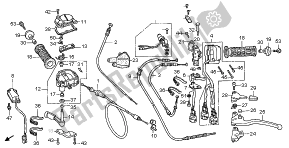 Alle onderdelen voor de Handvat Hendel & Schakelaar & Kabel van de Honda TRX 450 FE Fourtrax Foreman ES 2003