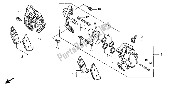 All parts for the Front Brake Caliper of the Honda GL 1500C 1997