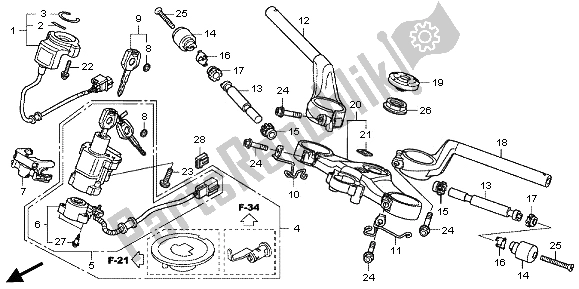 Tutte le parti per il Gestire Il Tubo E Il Ponte Superiore del Honda VFR 1200F 2013