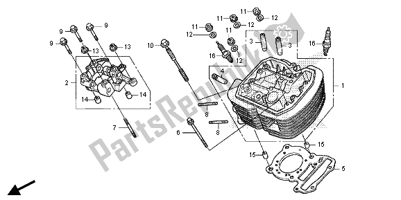 Alle onderdelen voor de Voorste Cilinderkop van de Honda VT 750C2S 2013