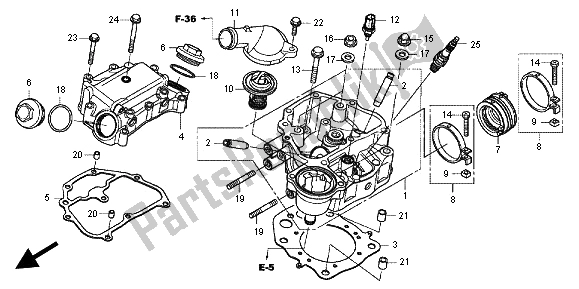 All parts for the Cylinder Head of the Honda TRX 420 FA Fourtrax Rancher AT 2012