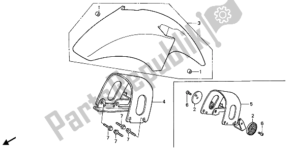 All parts for the Front Fender of the Honda NSR 50S 1989