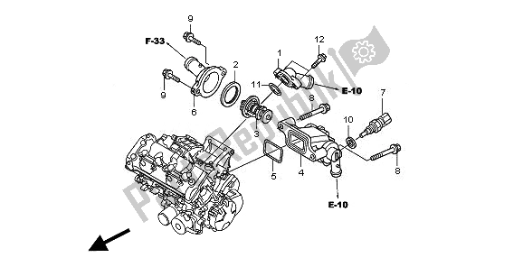 All parts for the Thermostat of the Honda CBR 600 FA 2011