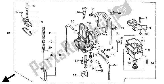 All parts for the Carburetor of the Honda CR 250R 2002