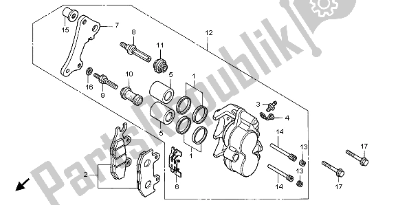 All parts for the Front Brake Caliper of the Honda CA 125 1995