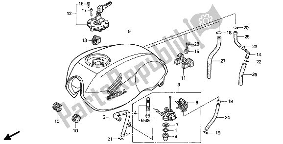 All parts for the Fuel Tank of the Honda CB 750F2 1994