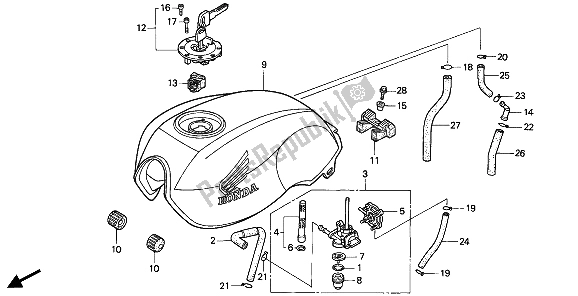 Alle onderdelen voor de Benzinetank van de Honda CB 750F2 1994