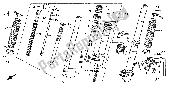 All parts for the Front Fork of the Honda XR 400R 2002