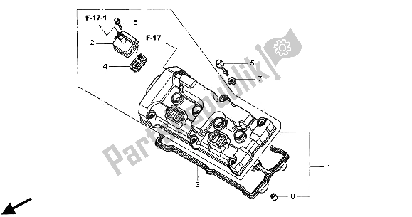 All parts for the Cylinder Head Cover of the Honda CB 900F Hornet 2005