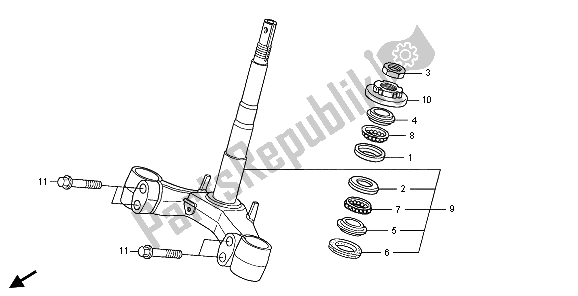 All parts for the Steering Stem of the Honda FES 150A 2009