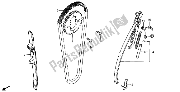 All parts for the Cam Chain & Tensioner of the Honda CMX 450C 1988