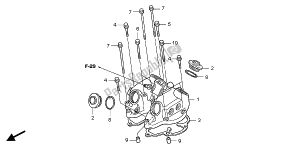 All parts for the Cylinder Head Cover of the Honda TRX 400 EX 2007