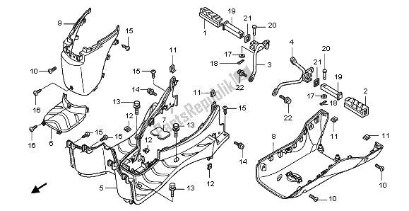 All parts for the Floor Step & Pillion Step of the Honda PES 125 2011