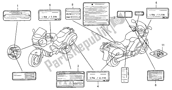 Todas as partes de Etiqueta De Cuidado do Honda NT 650V 2000