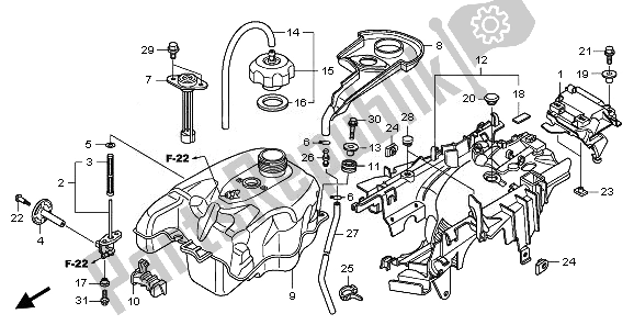 Alle onderdelen voor de Benzinetank van de Honda TRX 420 FA Fourtrax Rancher AT 2010
