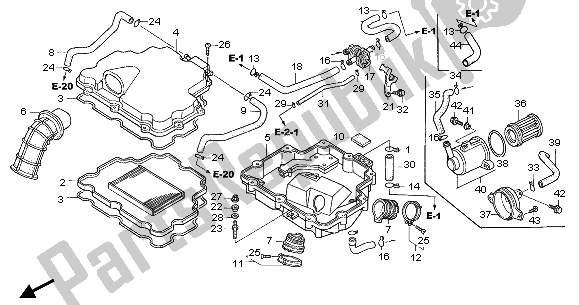 All parts for the Air Cleaner of the Honda NT 650V 2005